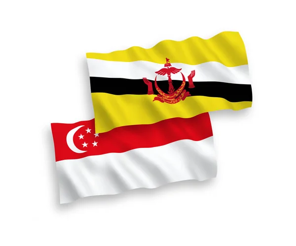 Bendera Gelombang Vektor Nasional Brunei Dan Singapura Terisolasi Dengan Latar - Stok Vektor