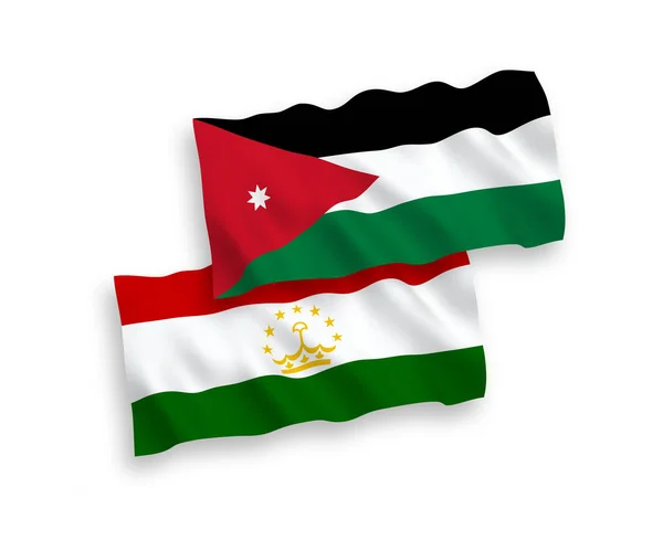Banderas Nacionales Ondas Vectoriales Del Reino Hachemita Jordania Tayikistán Aisladas — Archivo Imágenes Vectoriales