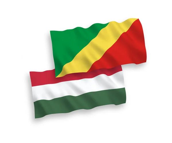Banderas Nacionales Ondas Vectoriales República Del Congo Hungría Aisladas Sobre — Vector de stock