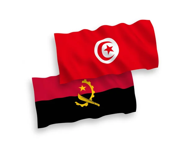 National Vector Fabric Wave Flags Republic Tunisia Angola Isolated White — Stock Vector