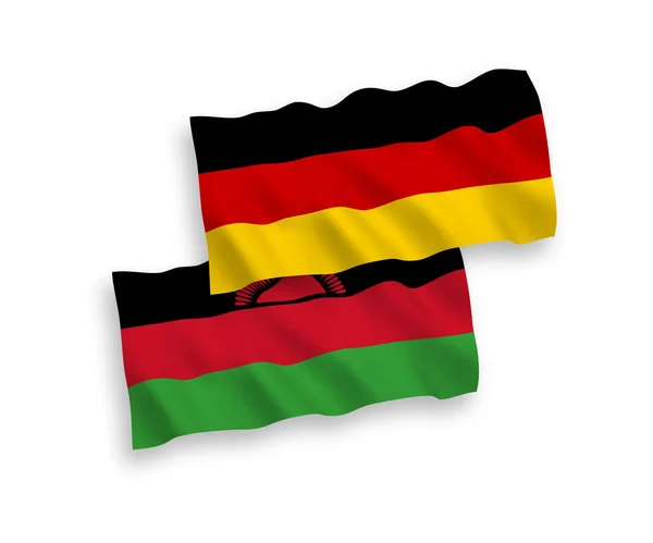 National Vector Fabric Wave Flags Germany Malawi Isolated White Background — Stock vektor