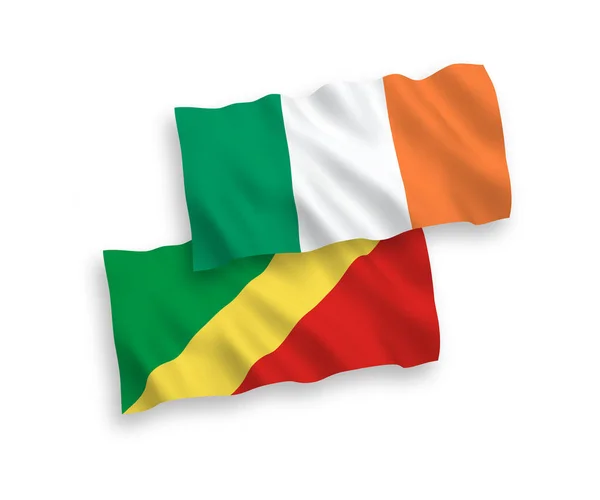 National Vector Fabric Wave Flags Ireland Republic Congo Isolated White — Διανυσματικό Αρχείο