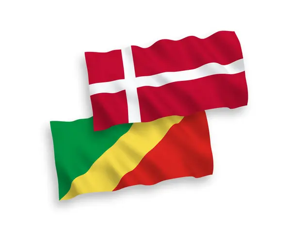 Nationale Vektor Gewebe Schwenken Flaggen Von Dänemark Und Republik Des — Stockvektor