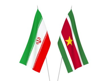 Iran and Suriname flags