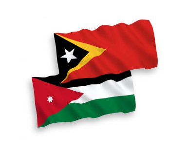 Beyaz arka planda Ürdün ve Doğu Timor Haşim Krallığı bayrakları