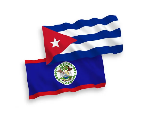 Drapeaux de Belize et Cuba sur fond blanc — Image vectorielle