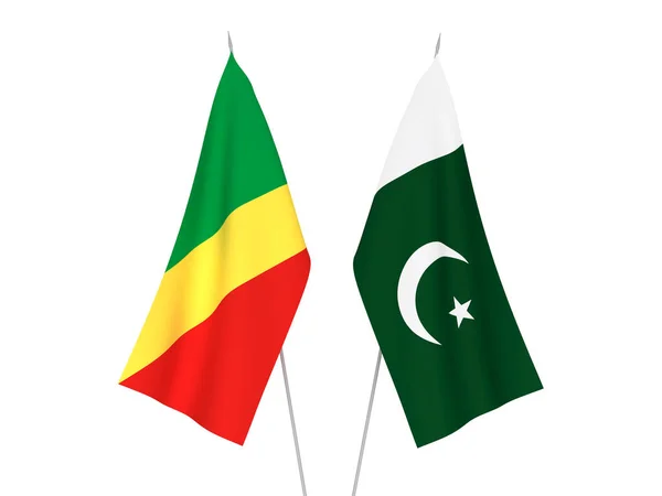 Bandeiras do Paquistão e da República do Congo — Fotografia de Stock