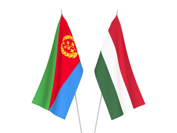 Flaggen Eritreas und Ungarns — Stockfoto