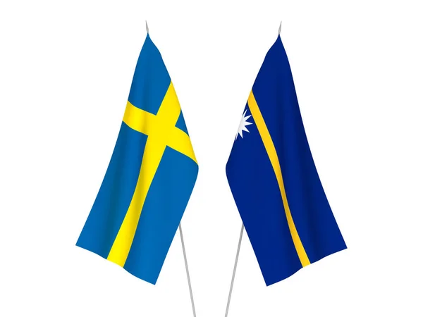 Σημαία Σουηδίας και Δημοκρατίας του Ναούρου — Φωτογραφία Αρχείου