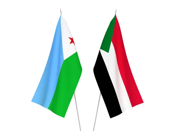 Флаги Судана и Республики Джибути — стоковое фото