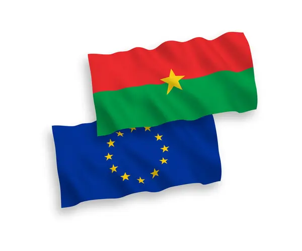 Флаги Европейского Союза и Буркина-Фасо на белом фоне — стоковый вектор