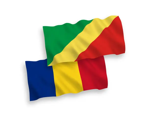 Σημαίες της Ρουμανίας και της Δημοκρατίας του Κονγκό σε λευκό φόντο — Διανυσματικό Αρχείο