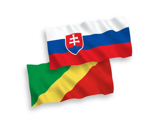 Bandeiras Onda Tecido Vetorial Nacional Eslováquia República Congo Isoladas Fundo —  Vetores de Stock