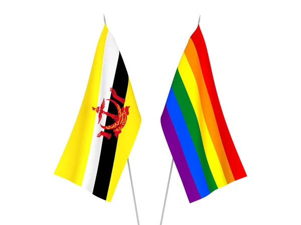 Ulusal Gökkuşağı Gay Gururu Bayrakları Brunei Beyaz Arka Planda Izole — Stok fotoğraf