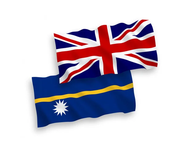 Національні Векторні Прапори Хвиль Великої Британії Республіки Науру Ізольовані Білому — стоковий вектор