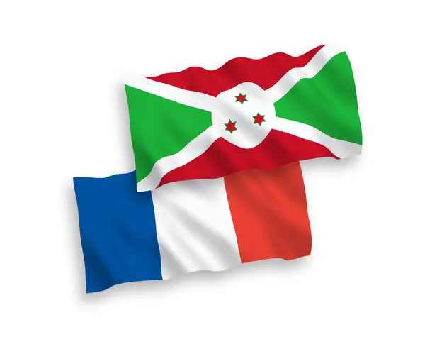 Národní Vektorové Tkaniny Vln Vlajek Francie Burundi Izolovaných Bílém Pozadí — Stockový vektor