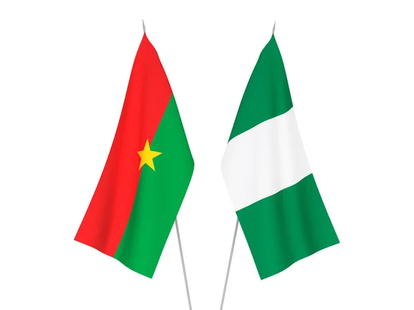 Nemzeti Szövet Zászlók Nigéria Burkina Faso Elszigetelt Fehér Alapon Renderelés — Stock Fotó