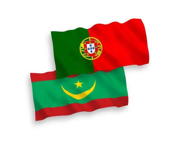 Bandiere Nazionali Tessuto Vettoriale Del Portogallo Della Repubblica Islamica Mauritania — Vettoriale Stock