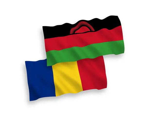 ルーマニアとマラウィの国家ベクトルファブリック波旗は白地に隔離されている — ストックベクタ