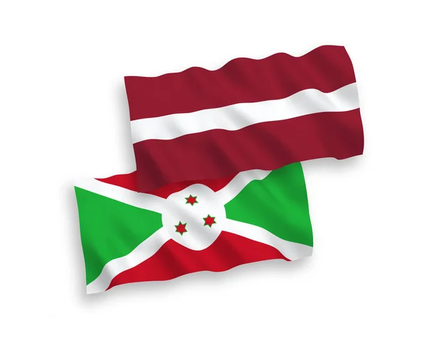 Bandiere Nazionali Onda Vettoriale Tessuto Lettonia Burundi Isolate Sfondo Bianco — Vettoriale Stock