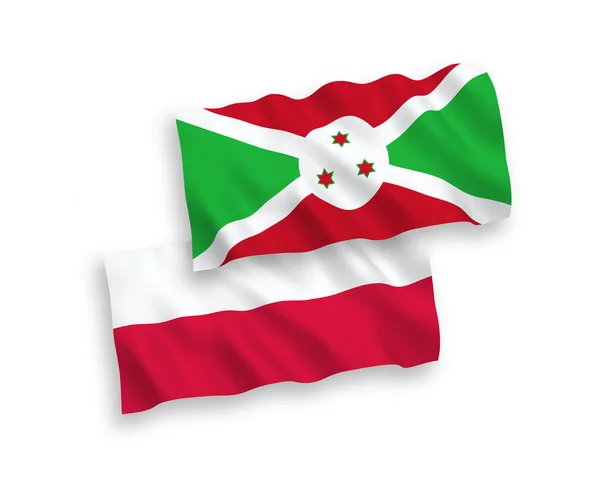 Bandiere Nazionali Tessuto Vettoriale Del Burundi Della Polonia Isolate Sfondo — Vettoriale Stock