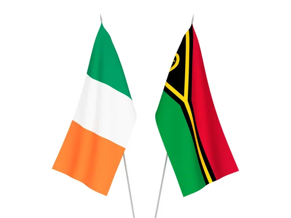 Národní Textilní Vlajky Irska Republiky Vanuatu Izolované Bílém Pozadí Vykreslování — Stock fotografie