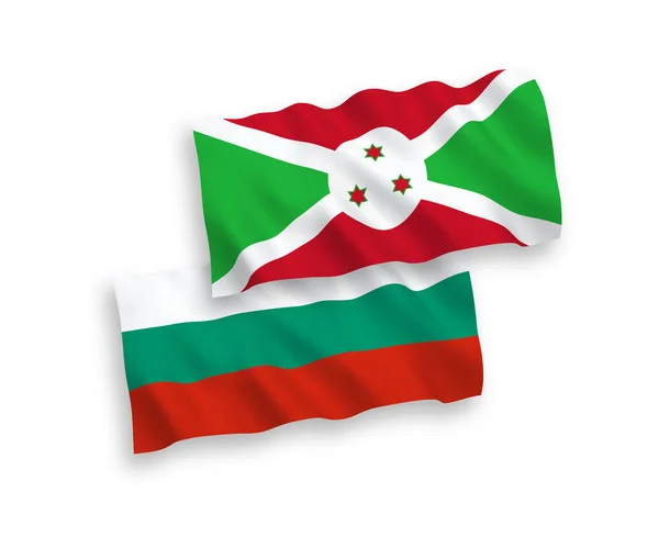 Bandiere Nazionali Tessuto Vettoriale Bulgaria Burundi Isolate Sfondo Bianco Proporzione — Vettoriale Stock