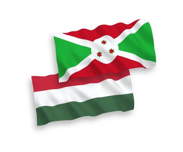 Bandiere Nazionali Tessuto Vettoriale Del Burundi Dell Ungheria Isolate Sfondo — Vettoriale Stock