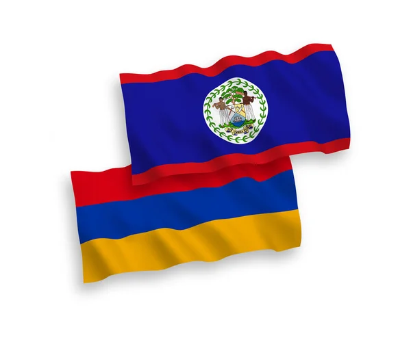 Drapeaux Nationaux Vectoriels Des Vagues Tissu Belize Arménie Isolés Sur — Image vectorielle