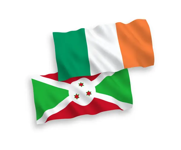 Nationale Vector Weefsel Golf Vlaggen Van Ierland Burundi Geïsoleerd Witte — Stockvector