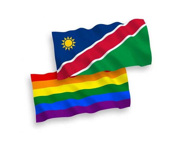 Narodowe Wektorowe Flagi Tkanin Republiki Namibii Tęczy Dumy Gejów Izolowane — Wektor stockowy