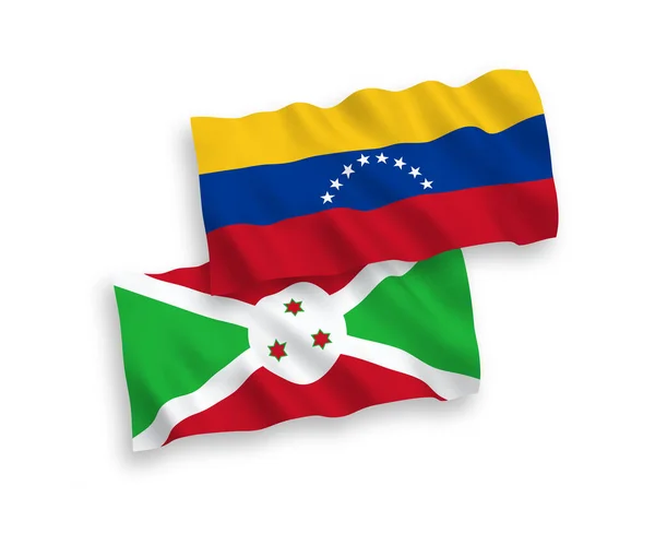 National Vector Fabric Wave Flags Venezuela Burundi Isolated White Background — Stock Vector