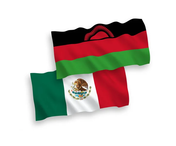 Zászló Mexikó és Malawi fehér alapon — Stock Vector