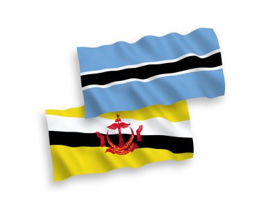 Beyaz arka planda Brunei ve Botswana bayrakları