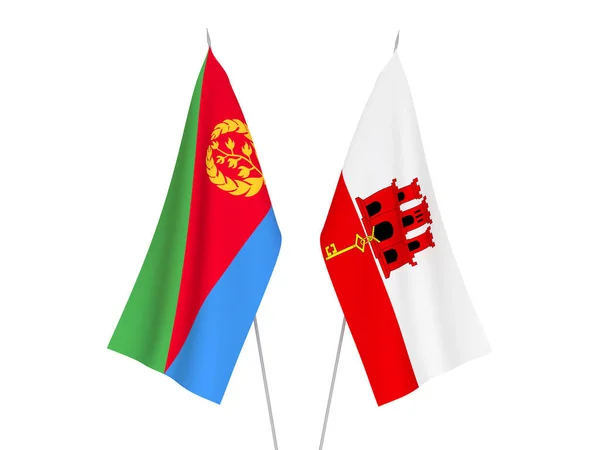 Bandeiras de Gibraltar e da Eritreia — Fotografia de Stock