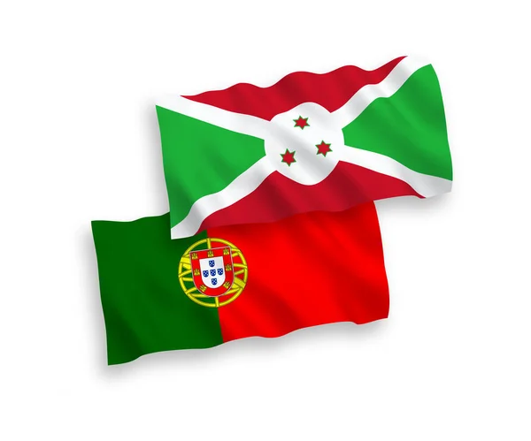 Bandiere del Portogallo e del Burundi su sfondo bianco — Vettoriale Stock