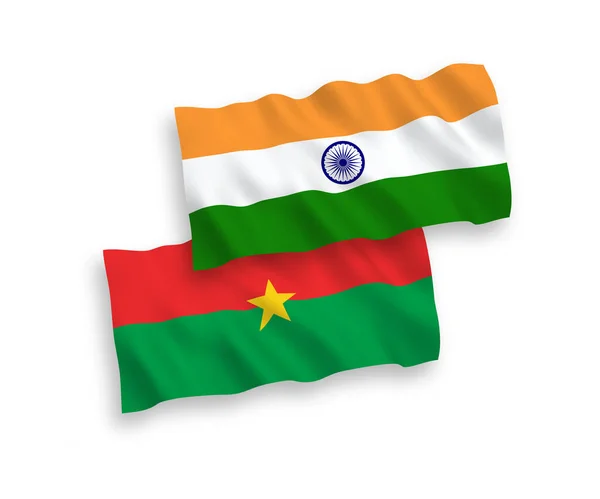白色背景下的印度和布基纳法索国旗 — 图库矢量图片