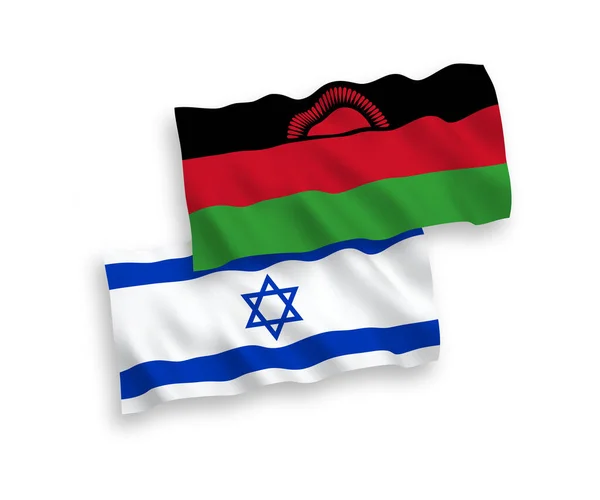 Vlajky Malawi a Izraele na bílém pozadí — Stockový vektor