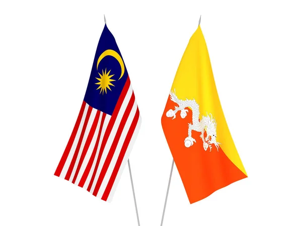 Malaysia och Konungariket Bhutan flaggor — Stockfoto