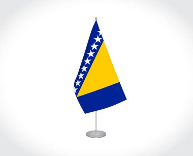 Bosna-Hersek 'in ulusal kumaş taşıyıcı bayrağı beyaz arkaplanda izole edildi.