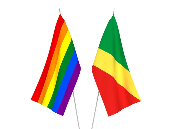 Banderas Nacionales Tela Del Orgullo Gay Rainbow República Del Congo —  Fotos de Stock