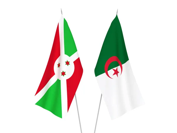 National Fabric Flags Algeria Burundi Isolated White Background Rendering Illustration — Stock Photo, Image