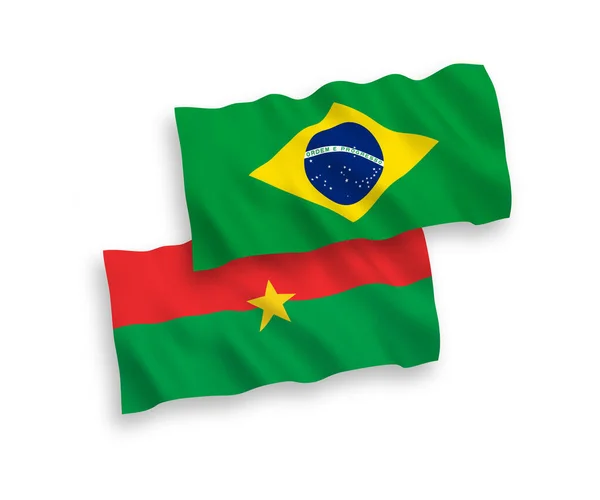 Національний Векторний Хвильовий Прапор Бразилії Буркіна Фасо Ізольований Білому Тлі — стоковий вектор