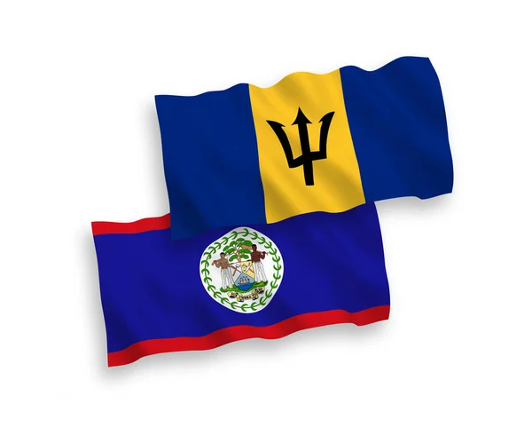 Banderas Nacionales Ondas Vectoriales Belice Barbados Aisladas Sobre Fondo Blanco — Archivo Imágenes Vectoriales
