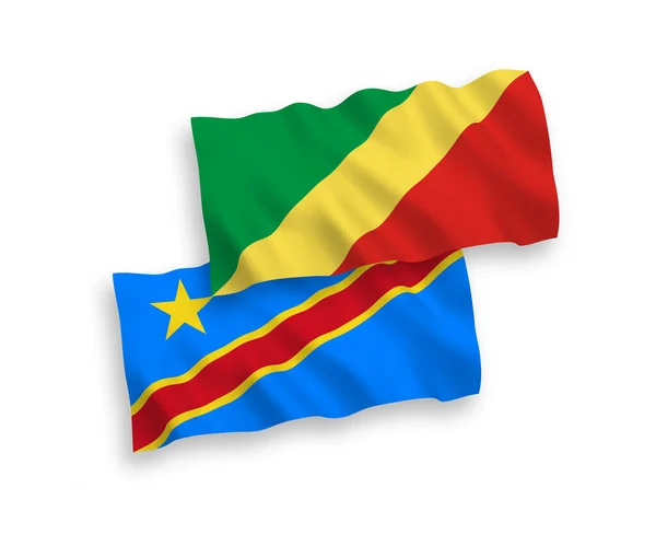 Национальные Векторные Волновые Флаги Республики Конго Демократической Республики Конго Изолированы — стоковый вектор