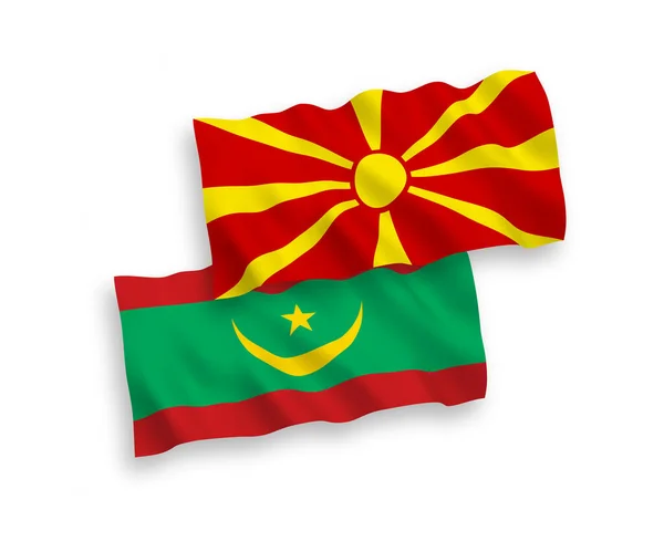 Banderas Nacionales Ondas Vectoriales República Islámica Mauritania Macedonia Del Norte — Archivo Imágenes Vectoriales