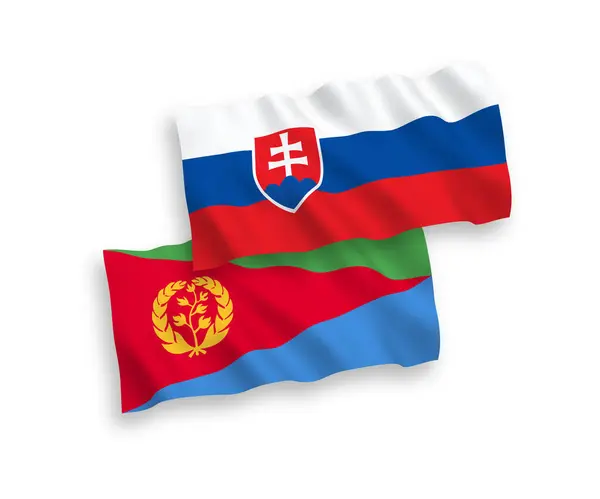 Bandeiras Tecido Vetorial Nacional Eslováquia Eritreia Isoladas Fundo Branco Proporção —  Vetores de Stock