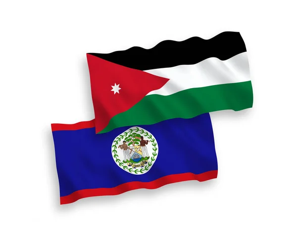 Banderas Nacionales Ondas Vectoriales Belice Reino Hachemita Jordania Aisladas Sobre — Archivo Imágenes Vectoriales