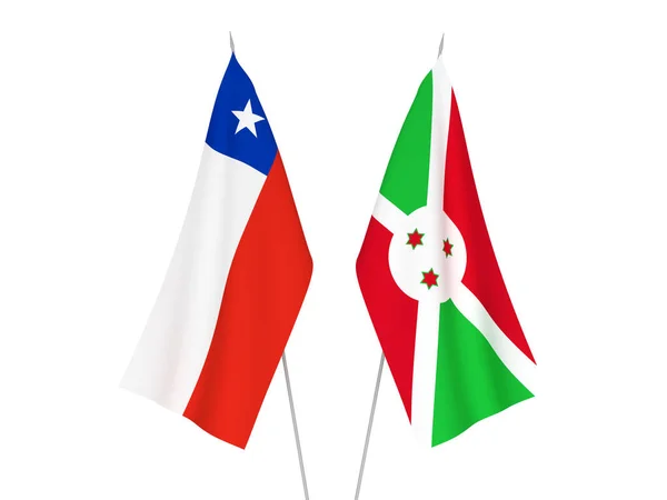 Флаги Чили Бурунди Выделены Белом Фоне Трехмерная Иллюстрация — стоковое фото