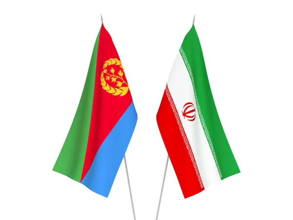 Nationalflaggen Des Iran Und Eritreas Isoliert Auf Weißem Hintergrund Darstellung — Stockfoto